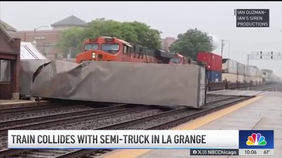 Train collides with semitruck in western suburbs, no injuries reported